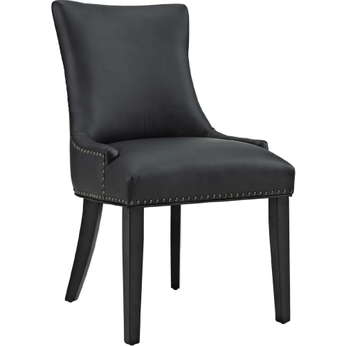 Marquis Dining Chair in Tufted Black Leatherette w/ Nailhead Trim