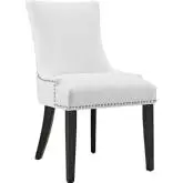 Marquis Dining Chair in Tufted White Leatherette w/ Nailhead Trim