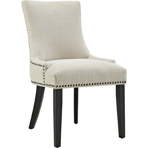 Marquis Dining Chair in Beige w/ Nailhead Trim on Black Wood Legs