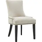 Marquis Dining Chair in Beige w/ Nailhead Trim on Black Wood Legs