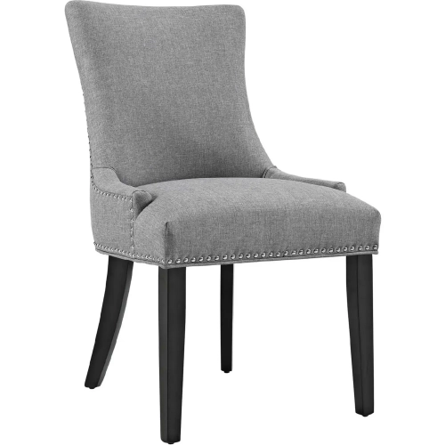 Marquis Dining Chair in Light Gray w/ Nailhead Trim on Black Wood Legs