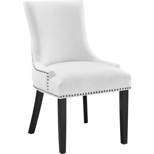 Marquis Dining Chair in White Fabric w/ Nailhead Trim