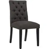 Duchess Dining Chair in Tufted Brown Fabric on Wood Legs