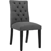 Duchess Dining Chair in Tufted Gray Fabric on Wood Legs