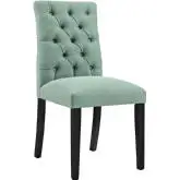 Duchess Dining Chair in Tufted Laguna Fabric on Wood Legs