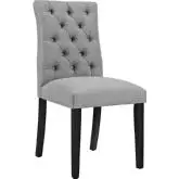 Duchess Dining Chair in Tufted Light Gray Fabric on Wood Legs