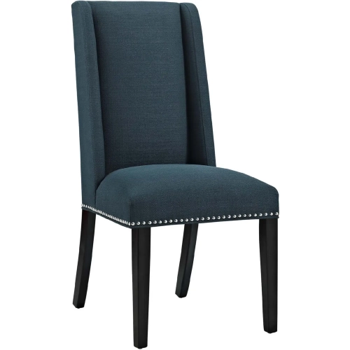 Baron Dining Chair in Azure Fabric w/ Nailhead Trim on Wood Legs