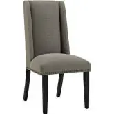 Baron Dining Chair in Granite Fabric with Nailhead Trim on Wood Legs