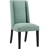 Baron Dining Chair in Laguna Fabric with Nailhead Trim on Wood Legs