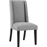 Baron Dining Chair in Light Gray Fabric w/ Nailhead Trim on Wood Legs