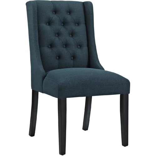 Baronet Dining Chair in Tufted Fabric in Azure on Wood Legs