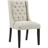 Baronet Dining Chair in Tufted Fabric in Beige on Wood Legs