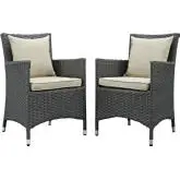 Sojourn Outdoor Patio Dining Armchair in Canvas w/ Beige Sunbrella &reg Cushions (Set of 2)