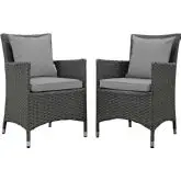 Sojourn 2 Piece Outdoor Sunbrella&reg; Dining Set in Chocolate Poly Rattan & Grey