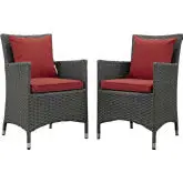 Sojourn 2 Piece Outdoor Sunbrella&reg; Dining Set in Chocolate Poly Rattan & Red