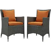 Sojourn Outdoor Patio Dining Armchair in Poly Rattan w/ Tuscan Sunbrella &reg Cushions (Set of 2)