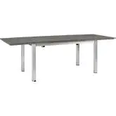 Shore Outdoor Patio Wood Dining Table in Brushed Silver w/ Gray Slats