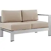 Shore Outdoor Patio Aluminum Loveseat with Beige Cushions