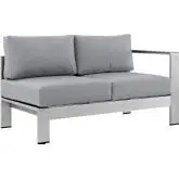 Shore Outdoor Patio Aluminum Loveseat with Gray Slats