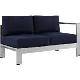 Shore Outdoor Patio Aluminum Loveseat w/ Navy Cushions