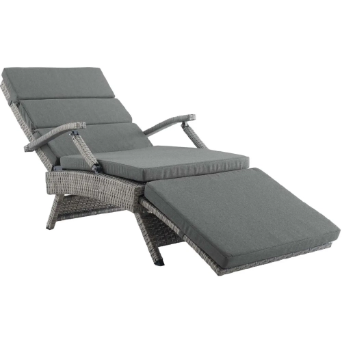 Envisage Chaise Outdoor Lounge Chair in Poly Rattan & Charcoal Fabric