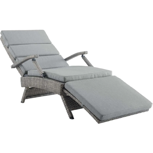 Envisage Chaise Outdoor Lounge Chair in Poly Rattan & Gray Fabric