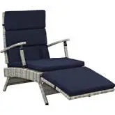 Envisage Outdoor Poly Wicker Lounge Chair in Gray & Navy