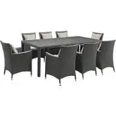 Sojourn 9 Piece Outdoor Patio Dining Set in Canvas w/ Beige Sunbrella &reg Cushions