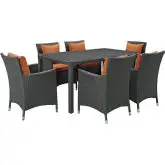 Sojourn 7 Piece Outdoor Patio Dining Set in Poly Rattan with Tuscan Sunbrella &reg Cushions