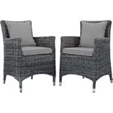 Summon Outdoor Sunbrella&reg; Dining Chair in Gray Rattan & Grey (Set of 2)