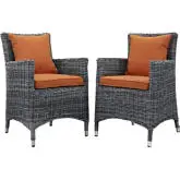 Summon Outdoor Patio Sunbrella &reg; Dining Armchair in Canvas w/ Tuscan Cushions (Set of 2)