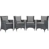 Summon Outdoor Sunbrella&reg; Dining Chair in Gray Rattan & Grey (Set of 4)