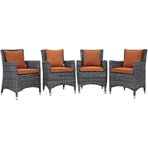 Summon Outdoor Patio Sunbrella &reg; Dining Armchair in Canvas w/ Tuscan Cushions (Set of 4)