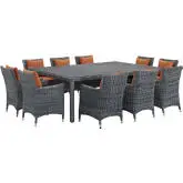 Summon 11 Piece Outdoor Patio Sunbrella &reg; Dining Set in Canvas w/ Tuscan Cushions