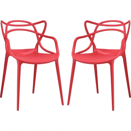 Entangled Dining Chair in Red Poly (Set of 2)