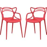 Entangled Dining Chair in Red Poly (Set of 2)