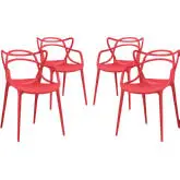 Entangled Dining Chair in Red Polypropylene (Set of 4)