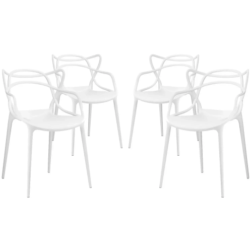 Entangled Dining Chair in White Polypropylene (Set of 4)