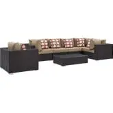 Convene 7 Piece Outdoor Patio Sectional Set in Espresso & Mocha