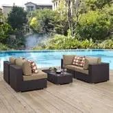 Convene 5 Piece Outdoor Patio Sectional Set in Espresso & Mocha