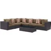 Convene 7 Piece Outdoor Patio Sectional Set in Espresso & Mocha