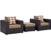 Convene 3 Piece Outdoor Patio Arm Chair Set in Espresso & Mocha