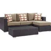 Convene 3 Piece Outdoor Sofa Set in Espresso & Mocha Brown