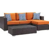 Convene 3 Piece Outdoor Sofa Set in Espresso & Orange