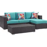 Convene 3 Piece Outdoor Sofa Set in Espresso & TurquoiseBlue