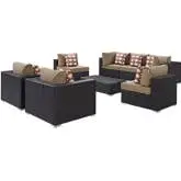 Convene 8 Piece Outdoor Patio Sectional Set in Espresso & Mocha