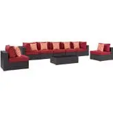 Convene 8 Piece Outdoor Patio Sectional Set in Espresso & Red