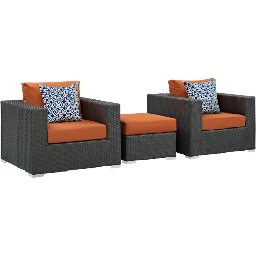 Sojourn 3 Piece Outdoor Sunbrella &reg; Sectional Set in Canvas & Tuscan