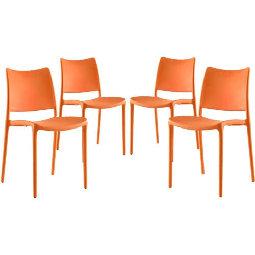 Hipster Dining Chair in Orange Polypropylene (Set of 4)