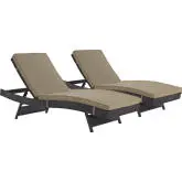 Convene Outdoor Patio Chaise in Espresso Poly Rattan w/ Mocha Cushions (Set of 2)